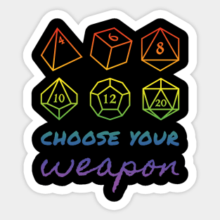 Colorful Rainbow RPG Dice Set - Choose Your Weapon Sticker